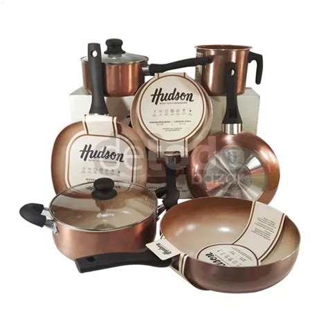 Set Hudson Ceramica Antiadh Cacerola Wok Bifera Panquequera