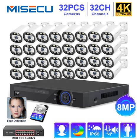 Misecu Ch Hd Mp Cctv Security Camera System Poe Nvr Kit Ai Human