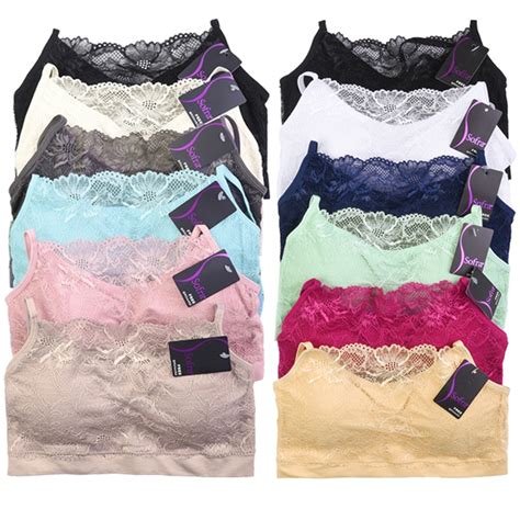 6 X Womens Seamless Lace Top Sports Bra Cleavage Cover Padded Stretch One Size Ebay