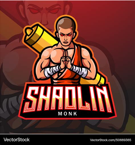 Shaolin Esport Logo Mascot Design Royalty Free Vector Image