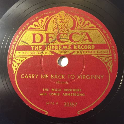 The Mills Brothers With Louis Armstrong Carry Me Back To Old Virginny