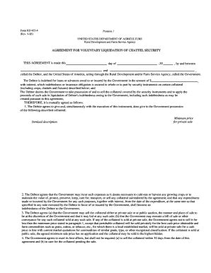 Fillable Online Forms Sc Egov Usda AGREEMENT FOR VOLUNTARY LIQUIDATION