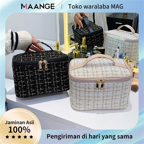 Jual MAANGE Merajut Tweed Organizer Travel Tas Make Up Tas Kosmetik