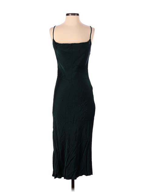 Zara 100 Viscose Solid Green Black Cocktail Dress Size Xs 39 Off