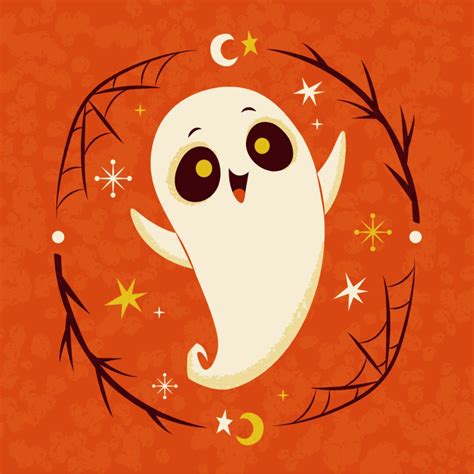 Niedliche Hand Gezeichnete Halloween Illustration Svg Kawaii Geist