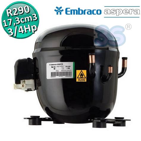 Compressore Gas R290 MBP HBP 3 4 Hp 17 39 Cm3 Embraco Aspera NT6220U