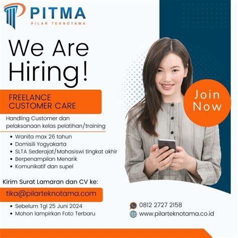 Lowongan Kerja Freelance Customer Care Di Pt Pilar Teknotama