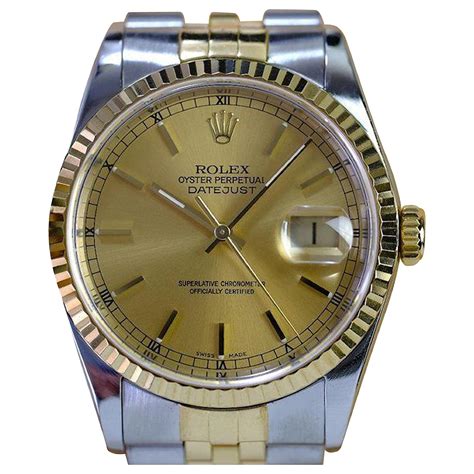 Rolex Datejust 16233 Champagner Zifferblatt 18k Geriffelte Lünette 36mm