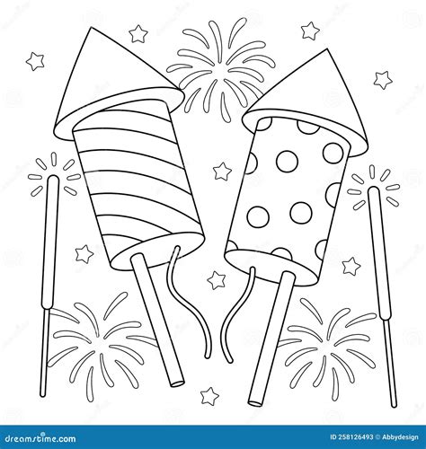 New Years Eve Fireworks Coloring Page for Kids Stock Vector ...