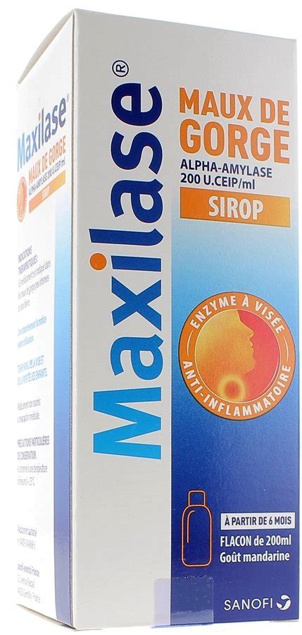 Maxilase Maux De Gorge Alpha Amylase Sirop Flacon De 200ml