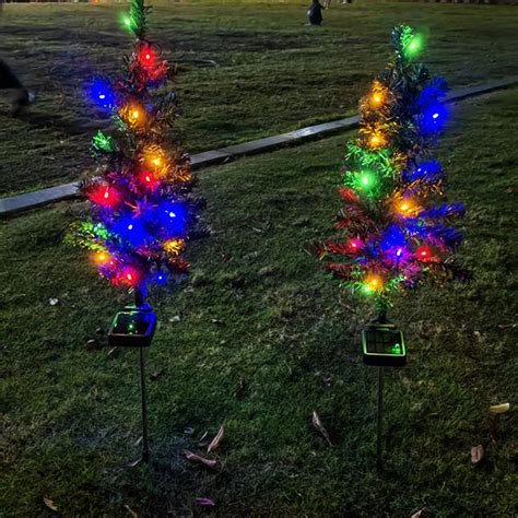 Sdjma Solar Led Christmas Tree Lights Outdoor Waterproof Garden Decor Multi Color Flickering