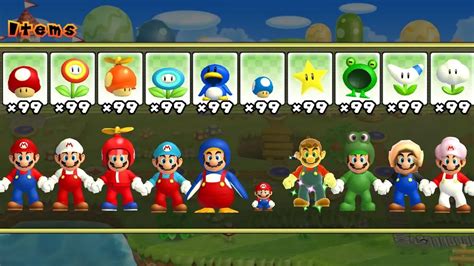 New Super Mario Bros Wii All Power Ups Custom Power Ups Youtube