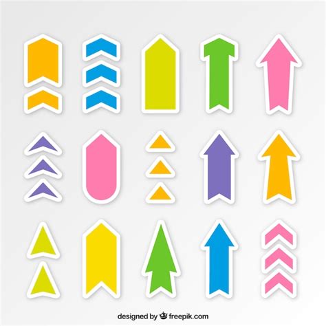 Free Vector | Pack of colorful arrow stickers