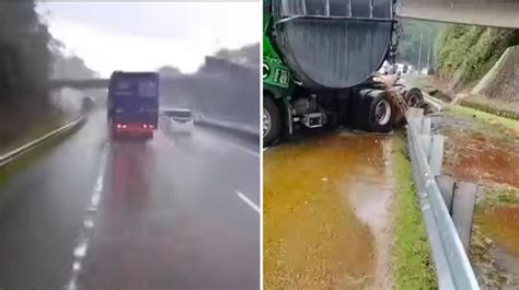 Video Lori Tangki Minyak Masak Terpakai Terbabas Rempuh Besi