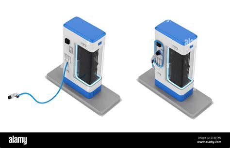 D Rendering Group Of Ev Charging Stations Or Electric Vehicle