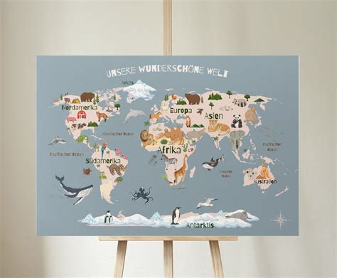 World Map for Children, Poster for Children's Room, Wall Decoration for ...