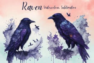 Raven Watercolor Sublimation Clipart Graphic By Iampaulrose Creative