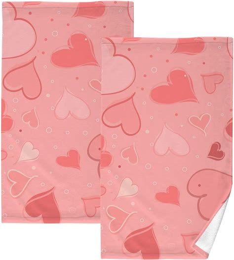 Gzhjmy Valentines Day Cotton Hand Towels 2 Pack Absorbent Bath Towel