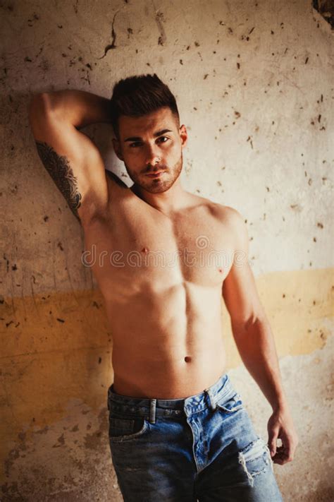 Attractive Guy With Showing His Muscles Stock Photo Image Of