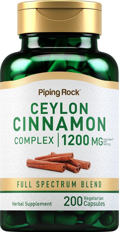 Amazon Piping Rock Ceylon Cinnamon Complex Capsules 1200 Mg 200