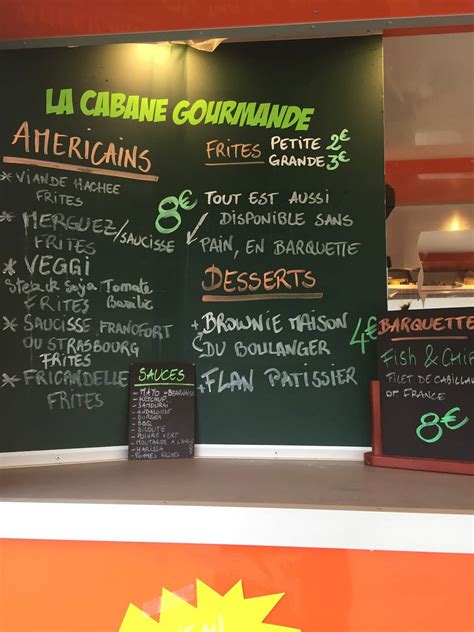 Menu Au Food Truck La Cabane Gourmande Restaurant Essertaux