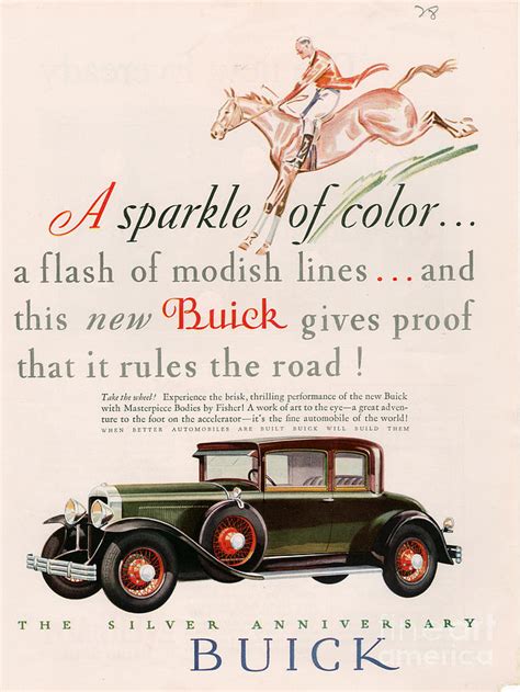 Buick 1928 1920s Usa Cc Cars Horses Drawing By The Advertising Archives