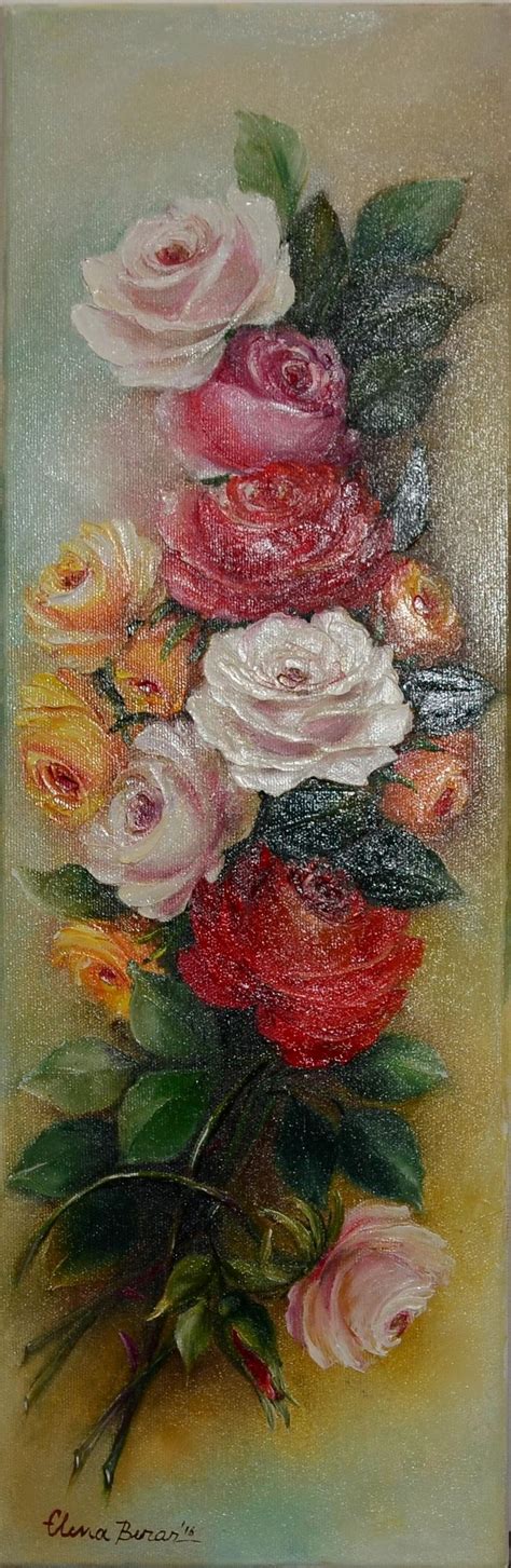 An Oil Painting Of Flowers In Pastel Colors