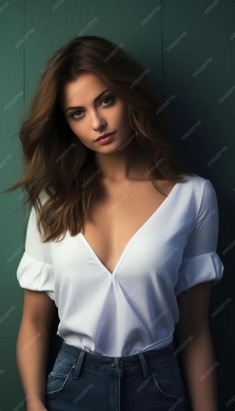 Premium AI Image | a model in a white shirt with a white shirt on the ...