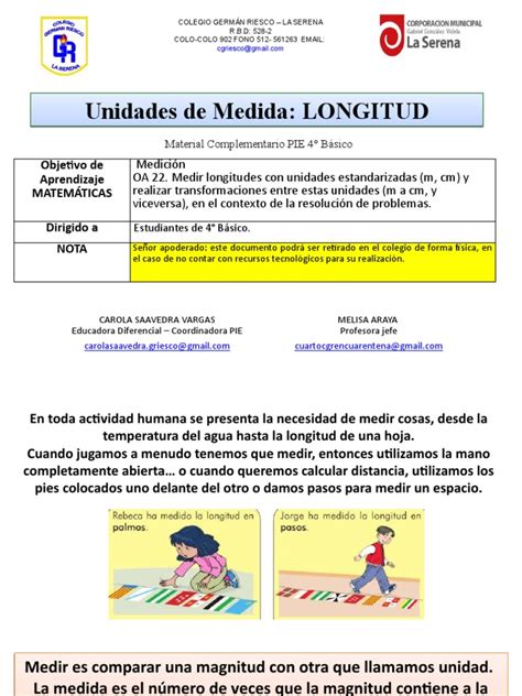 MatemÁticas 4° Básico Unidades De Medida Longitud Pdf Longitud Metrología