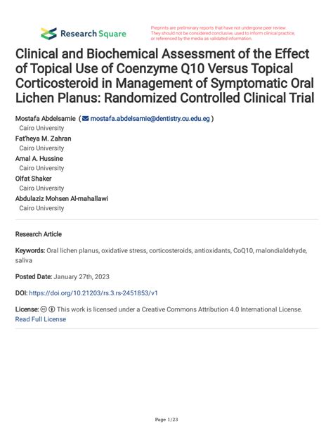 PDF Clinical And Biochemical Assessment Of The Effect Of Topical Use