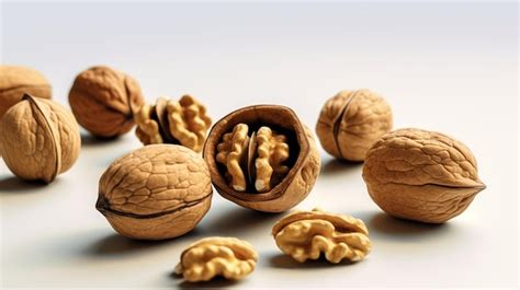 Premium Ai Image Walnut Kernels And Whole Walnuts Isolated On White