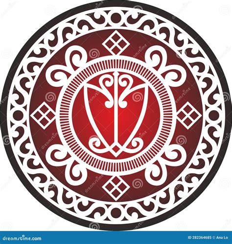 Vector Red National Yakut Circle Round Pattern Of The Indigenous