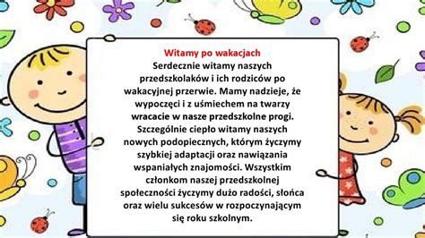 Witamy po Wakacjach Przedszkole Miejskie nr 1 Pruszków