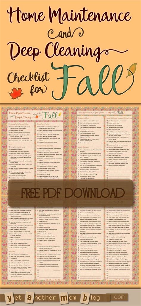 Home Maintenance Deep Cleaning Checklist For Fall Free Printable Pdf