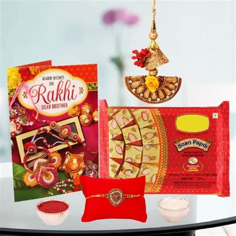 Buy Send Designer Stone Rakhi Combo Online Floraindia