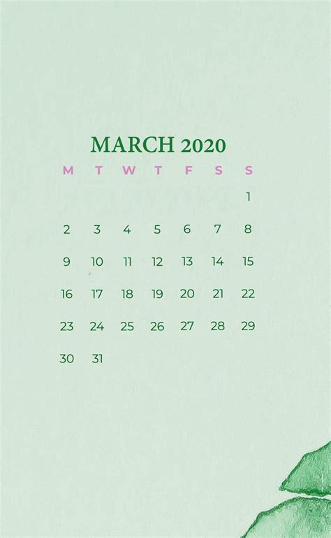 March 2020 Calendar Iphone Wallpapers Wallpaper Cave