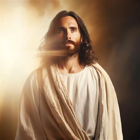 Premium Photo Jesus Standing In Front Of A Bright Light