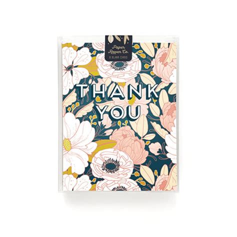 Thank You Card Box Set Of 8 Floral Thank You Card Night Etsy