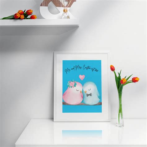 CUSTOM Lovebirds Printable Poster Anniversary Gift Wedding - Etsy