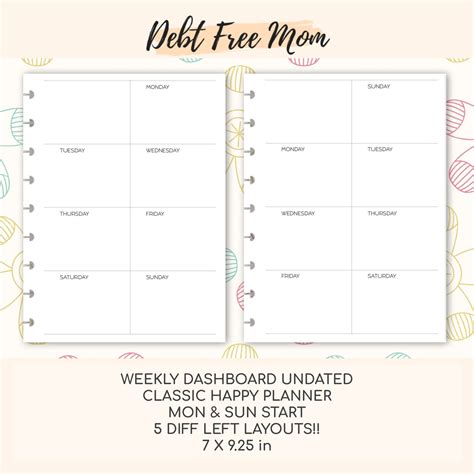 Classic Happy Planner Weekly Dashboard Undated Printable Etsy Hong Kong