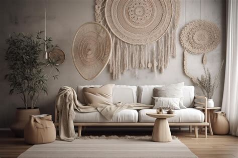 Premium Ai Image Blank Wooden Frame In A Boho Bedroom Mock Up