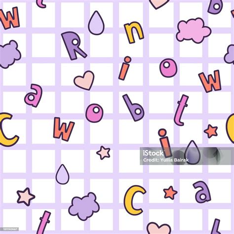 Pattern Square Grid With Stickers Stock Illustration - Download Image ...