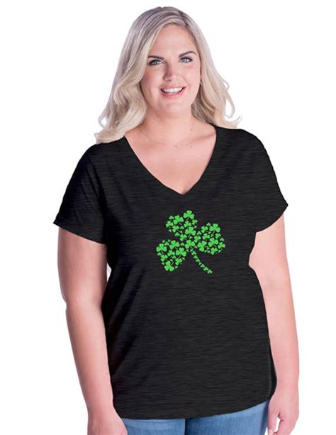 Womens St Patricks Day Plus Size V Neck Shirt Shamrock Etsy