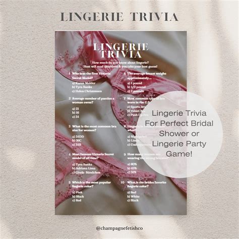 Lingerie Trivia Bridal Shower Game Lingerie Party Game Bachelorette Fun Trivia Etsy