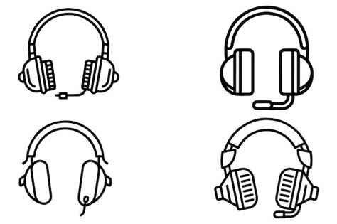 Premium Vector Headphones Set Outline Vector Illustration On White