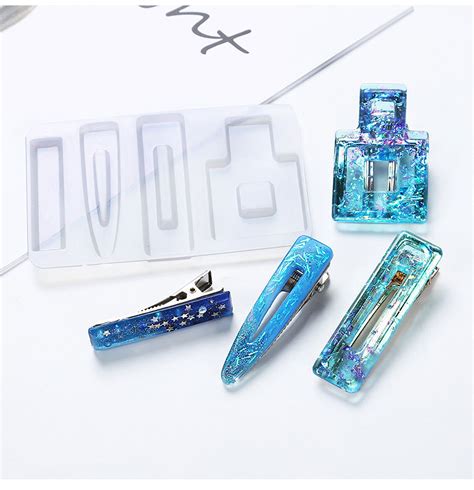 Hair Clips Mold Resin Square Water Drop Hairpin Silicone Etsy