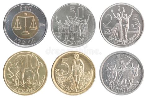 Ethiopian Coin on the Background of Money Stock Photo - Image of ...