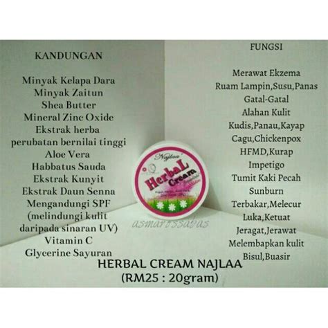 Krim Ruam Lampin Ruam Susu Eczema Herbal Cream Organik Najlaa Baby