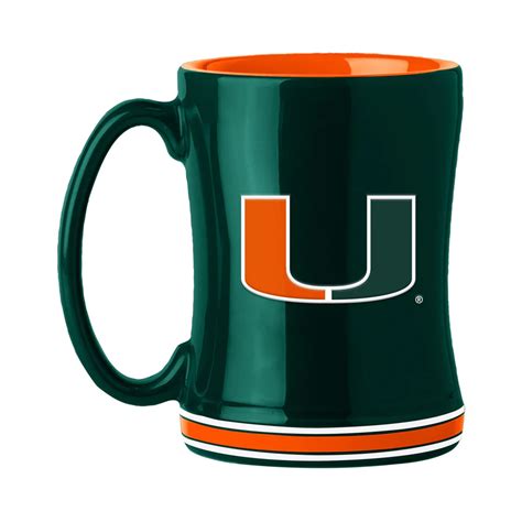 Miami Hurricanes Coffee Mug 14oz Sculpted Relief Team Color Caseys Distributing