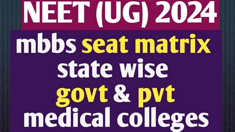 Neet Counselling Mbbs Seat Matrix State Wise Govt Pvt Medical